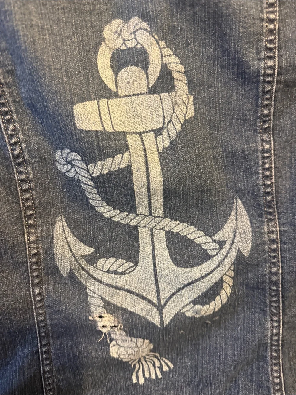 croft & barrow Dark Blue Denim Jacket with Light Blue Anchor Graphic